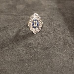 .925 Sterling Silver Man Made Stone Ring.